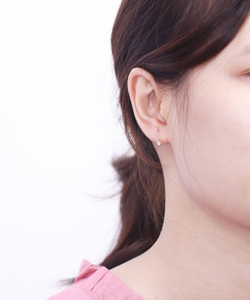 ESTELLE（エステール）の「K18 ピンクゴールド キュービックジルコニア ピアス(S) ESTELLE/エステール（ピアス（両耳用）・レディース・ピンクゴールド・-）」の7枚目の写真