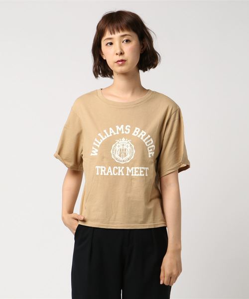 WEGO（ウィゴー）の「WEGO/アーチロゴプリントTシャツ（Tシャツ/カットソー・レディース・ベージュ/ネイビー/ナチュラル・FREE）」の8枚目の写真