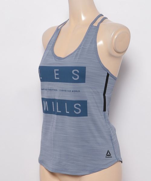 Reebok（リーボック）の「【2018秋冬新作】レズミルズ ウィメンズダブルストラップタンク（タンクトップ・レディース・グレイッシュブルー・MEDIUM/LARGE/X-LARGE/SMALL）」の2枚目の写真