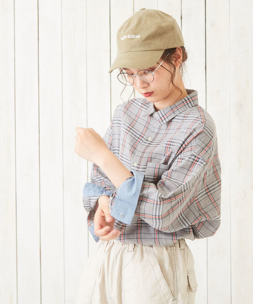 CUBE SUGAR(キューブシュガー)の「先染めガーゼツイルチェック8分袖ビッグシャツ(シャツ/ブラウス・レディース・ナチュラル/グレー/レッド系その他/グリーン系その他・M)」の9枚目の写真