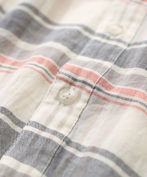 CUBE SUGAR(キューブシュガー)の「先染めガーゼツイルチェック8分袖ビッグシャツ(シャツ/ブラウス・レディース・ナチュラル/グレー/レッド系その他/グリーン系その他・M)」の14枚目の写真