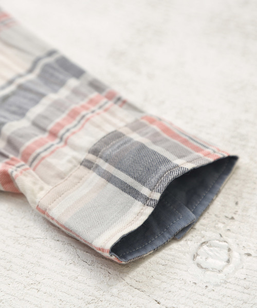 CUBE SUGAR(キューブシュガー)の「先染めガーゼツイルチェック8分袖ビッグシャツ(シャツ/ブラウス・レディース・ナチュラル/グレー/レッド系その他/グリーン系その他・M)」の16枚目の写真