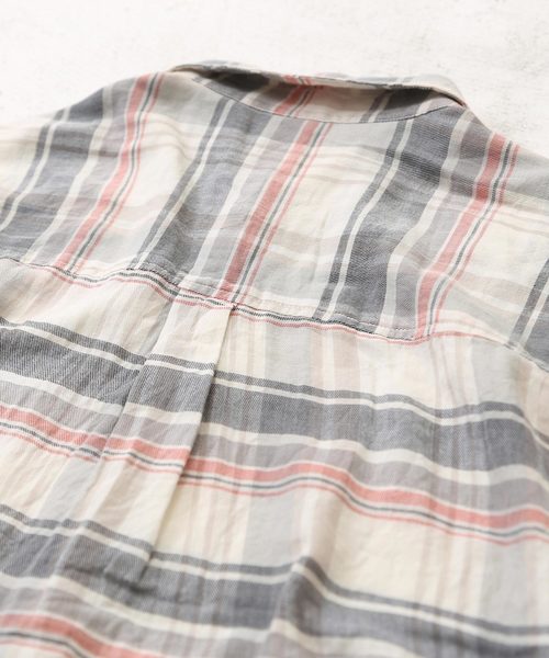 CUBE SUGAR(キューブシュガー)の「先染めガーゼツイルチェック8分袖ビッグシャツ(シャツ/ブラウス・レディース・ナチュラル/グレー/レッド系その他/グリーン系その他・M)」の17枚目の写真