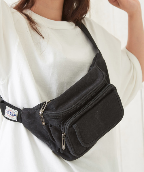 CUBE SUGAR(キューブシュガー)の「キャンバスウエストポーチ(ボディバッグ/ウエストポーチ・レディース・ブラック/カーキ・M)」の9枚目の写真