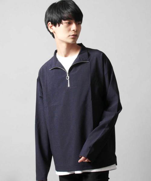 ASTRONOMY(アストロノミー)の「ポリトロ ストレッチ ハーフ ZIP ワイド ハイネック プルオーバー(Tシャツ/カットソー・メンズ・ブラック/ネイビー/ブルー/ワイン・M/L/XL)」の3枚目の写真