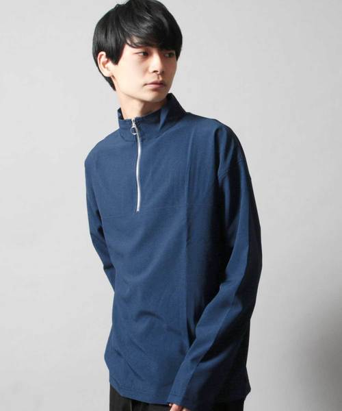 ASTRONOMY(アストロノミー)の「ポリトロ ストレッチ ハーフ ZIP ワイド ハイネック プルオーバー(Tシャツ/カットソー・メンズ・ブラック/ネイビー/ブルー/ワイン・M/L/XL)」の1枚目の写真