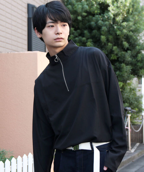 ASTRONOMY(アストロノミー)の「ポリトロ ストレッチ ハーフ ZIP ワイド ハイネック プルオーバー(Tシャツ/カットソー・メンズ・ブラック/ネイビー/ブルー/ワイン・M/L/XL)」の2枚目の写真