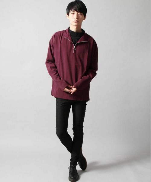 ASTRONOMY(アストロノミー)の「ポリトロ ストレッチ ハーフ ZIP ワイド ハイネック プルオーバー(Tシャツ/カットソー・メンズ・ブラック/ネイビー/ブルー/ワイン・M/L/XL)」の10枚目の写真
