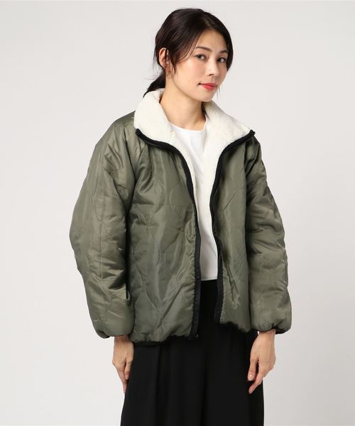 KOBE LETTUCE（コウベレタス）の「キルティング中綿リバーシブルZipボアブルゾン＊レディース/コート/アウター/ショート丈[K754]神戸レタス（ブルゾン・レディース・ブラック系その他/グリーン系その他/ピンク系その他・FREE）」の7枚目の写真