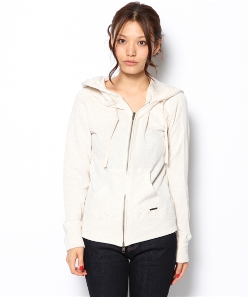 laule'a sunny side store(ラウレアサニーサイドストア)の「ベーシック裏毛ジップアップパーカー(パーカー・レディース・ベージュ/アイボリー/ブルー/杢グレー・FREE)」の5枚目の写真