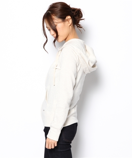laule'a sunny side store(ラウレアサニーサイドストア)の「ベーシック裏毛ジップアップパーカー(パーカー・レディース・ベージュ/アイボリー/ブルー/杢グレー・FREE)」の6枚目の写真