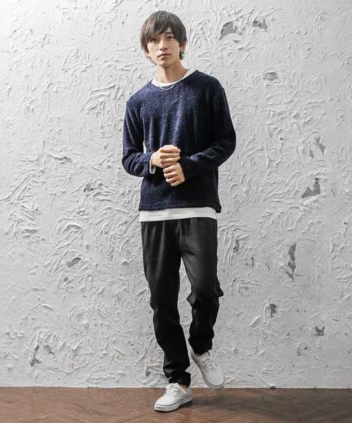 MinoriTY(マイノリティ)の「(2点セット)アンサンブル/ニットソー/ブークレパイル長袖+長袖(Tシャツ/カットソー・メンズ・ブラック/ネイビー/杢グレー/ワイン・M/L)」の10枚目の写真