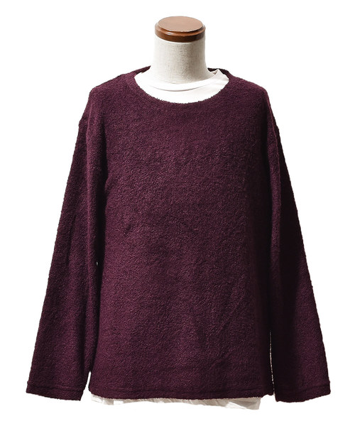 MinoriTY(マイノリティ)の「(2点セット)アンサンブル/ニットソー/ブークレパイル長袖+長袖(Tシャツ/カットソー・メンズ・ブラック/ネイビー/杢グレー/ワイン・M/L)」の11枚目の写真