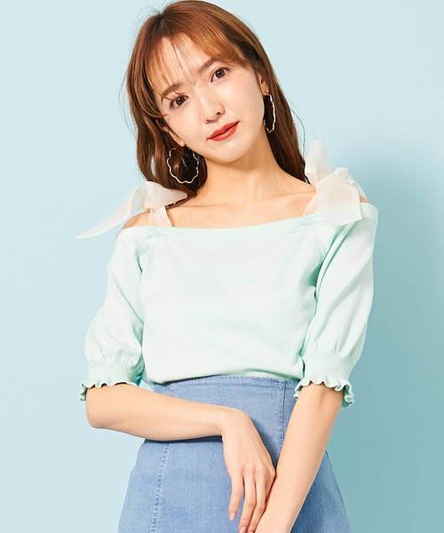 Titty Co ティティーアンドコー の ショルダーリボンニットトップス ニット セーター Wear