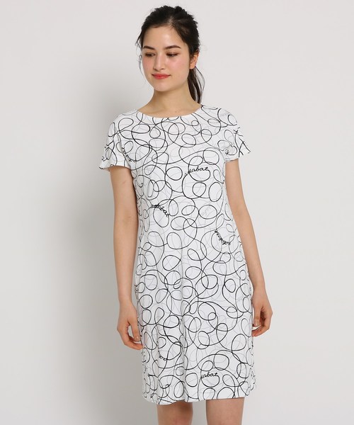 本体 円 税 ワンピース ドレス レディース ワンピース Adabat アダバット のファッション ワンピース 本体 円 税 ラインアート柄半袖ワンピース セール 消費税無しセール ワンピース