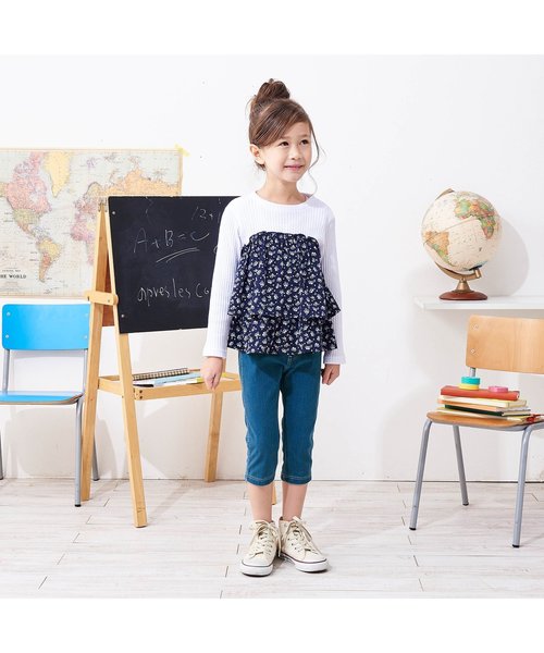 apres les cours（アプレレクール）の「/7分丈デニムニット/7days Style pants（デニムパンツ・キッズ・ネイビー/ブルー・90/100/110/120/80/130/70）」の10枚目の写真