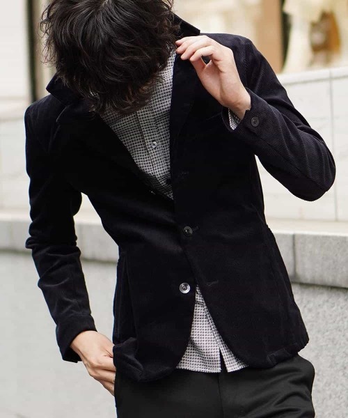 MK MICHEL KLEIN HOMME (エムケーミッシェルクランオム)の「コンバーチブルジャケット / サーモコーデュロイ(テーラードジャケット)」|ネイビー