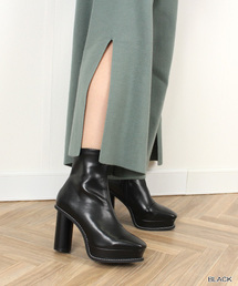 RANDA | 円柱ヒールストレッチショートブーツ(ブーツ)