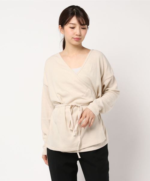 STYLEBLOCK（スタイルブロック）の「起毛フライスカシュクール2WAYカットソー（Tシャツ/カットソー・レディース・ブラック/ベージュ/ブラウン/アイボリー・M）」の2枚目の写真