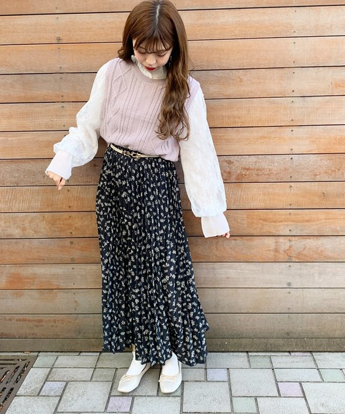 apres jour（アプレジュール）の「花柄プリーツスカート【ZOZOTOWN限定アイテム】（スカート・レディース・ブラック/ライトグリーン/アイボリー/その他/ライトベージュ・フリー）」の7枚目の写真