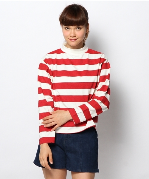 Kastane（カスタネ）の「【Kastane】ハイネックプルオーバー（Tシャツ/カットソー・レディース・ピンクベージュ/ネイビー/ダークブルー/オフホワイト/レッド/ブラック/ピンク・FREE）」の7枚目の写真