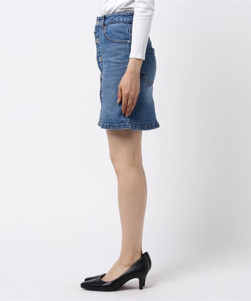 SPIRALGIRL（スパイラルガール）の「バイカラーステッチミニスカート（デニムスカート・レディース・ブラック/ライトブルー/ホワイト・S/M）」の10枚目の写真