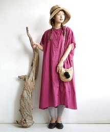 コットンガーゼ ロングシャツワンピース