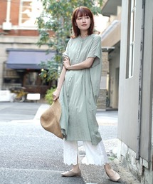 コットンガーゼ ロングシャツワンピース
