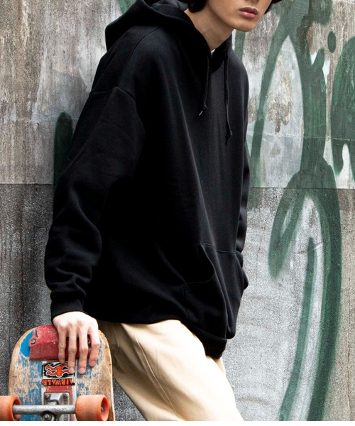 WEGO（ウィゴー）の「WEGO/裏起毛ヘビーウエイトビッグシルエットプルパーカー（パーカー・メンズ・オフホワイト/杢グレー/ブラック・LARGE/MEDIUM）」の2枚目の写真