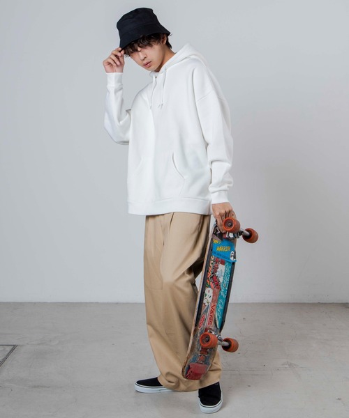 WEGO（ウィゴー）の「WEGO/裏起毛ヘビーウエイトビッグシルエットプルパーカー（パーカー・メンズ・オフホワイト/杢グレー/ブラック・LARGE/MEDIUM）」の15枚目の写真