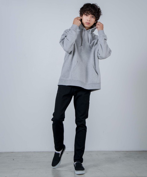 WEGO（ウィゴー）の「WEGO/裏起毛ヘビーウエイトビッグシルエットプルパーカー（パーカー・メンズ・オフホワイト/杢グレー/ブラック・LARGE/MEDIUM）」の9枚目の写真