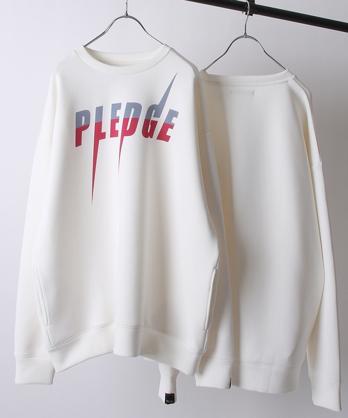 【セール】【別注】【Pledge】ダンボールポンチ イラストプリントオーバーサイズ クルースウェット（スウェット）｜Pledge（プレッジ）