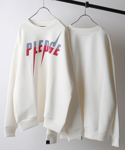 【セール】【別注】【Pledge】ダンボールポンチ イラストプリントオーバーサイズ クルースウェット（スウェット）｜Pledge（プレッジ）