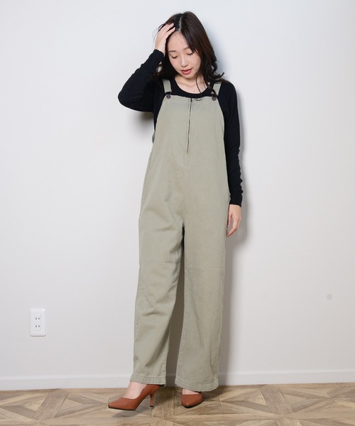 shopnikoniko(ショップニコニコ)の「デッキサロペット(サロペット/オーバーオール・レディース・ブラック/ネイビー/カーキ/ダークブルー・フリー)」の9枚目の写真