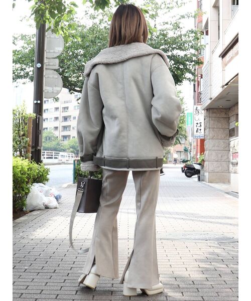 MURUA/アレンジタックムートンブルゾン/ライトグレー