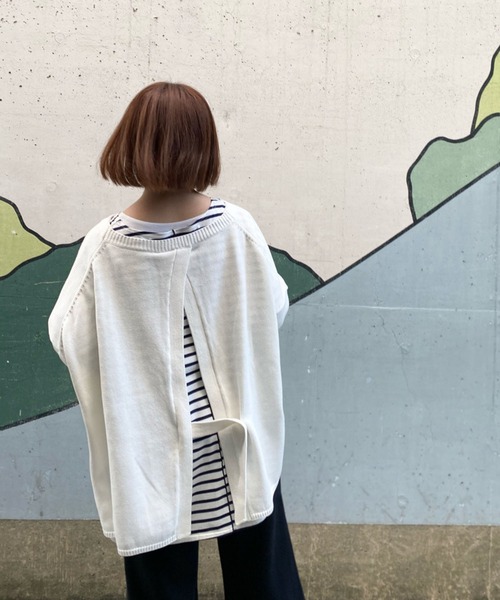 un dix cors(アンディコール)の「バックシャンオーバーニット(ニット/セーター)」|オフホワイト