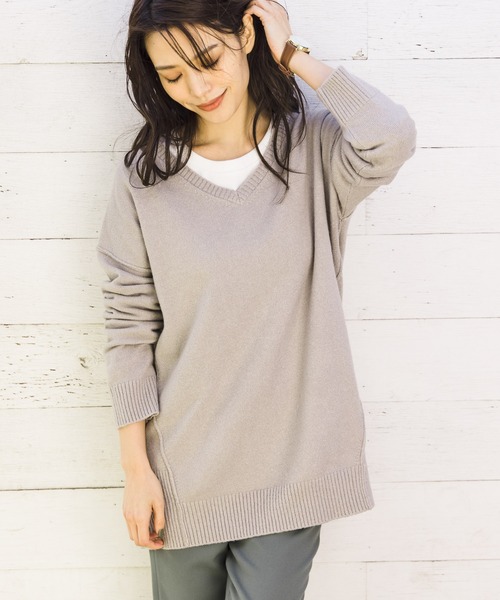 BAYFLOW（ベイフロー）の「コットンキモウニットプルオーバー（ニット/セーター・レディース・ライトブルー/グレー/チャコール・FREE）」の2枚目の写真
