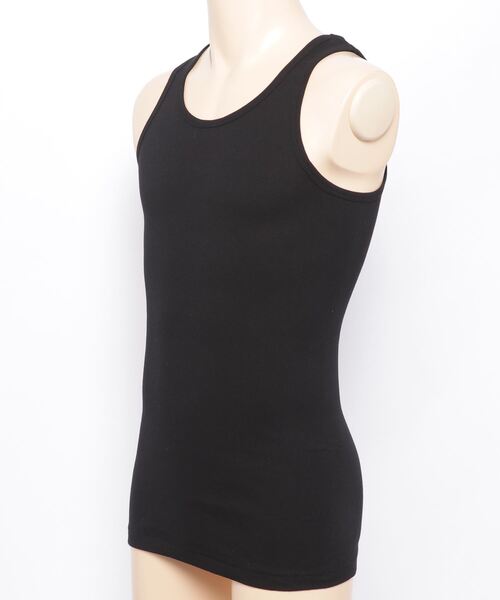 Healthknit（ヘルスニット）の「【Healthknit】 U.S. コットン リブタンクトップ ノースリーブ 抗菌防臭加工 53001（タンクトップ・メンズ・ホワイト/ブラック・M/L）」の3枚目の写真