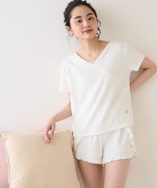 セール タオル地のようなパイル ご褒美フリルルームウェア 上下セット ルームウェア パジャマ Territoire テリトワール のファッション通販 Zozotown