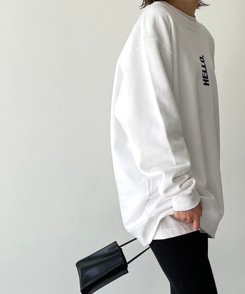 CANAL JEAN（キャナルジーン）の「1975 TOKYO(1975 トーキョー) "HELLO"クルーネックトレーナー（スウェット・レディース・ホワイト×ブルー/ホワイト×ブラック/ヘザーグレー・LARGE/X-LARGE）」の8枚目の写真