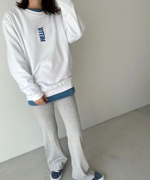 CANAL JEAN（キャナルジーン）の「1975 TOKYO(1975 トーキョー) "HELLO"クルーネックトレーナー（スウェット・レディース・ホワイト×ブルー/ホワイト×ブラック/ヘザーグレー・LARGE/X-LARGE）」の12枚目の写真