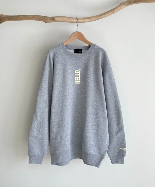 CANAL JEAN（キャナルジーン）の「1975 TOKYO(1975 トーキョー) "HELLO"クルーネックトレーナー（スウェット・レディース・ホワイト×ブルー/ホワイト×ブラック/ヘザーグレー・LARGE/X-LARGE）」の4枚目の写真