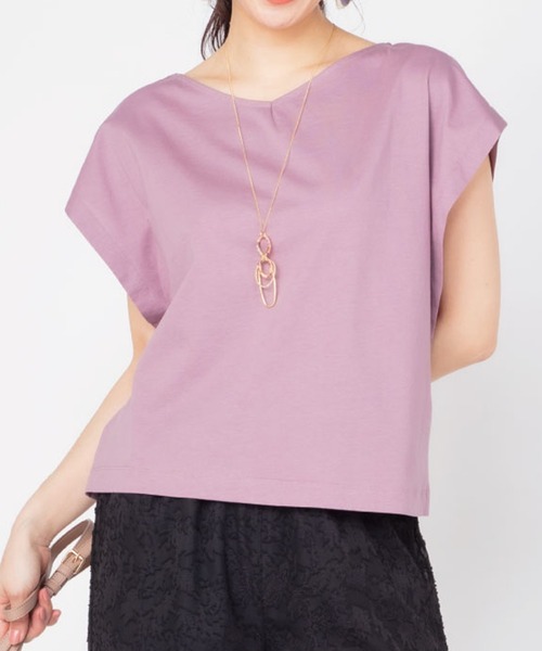 JETSET SOLO PLUS (ジェットセットソロプラス)の「バイオシルケットマチ付き2WAYカットソー(Tシャツ/カットソー・レディース・オフホワイト/レンガ/ブラック/モーブ系・FREE)」の3枚目の写真