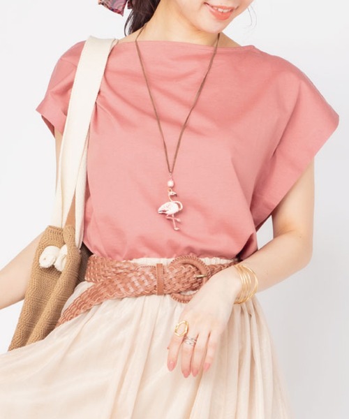 JETSET SOLO PLUS (ジェットセットソロプラス)の「バイオシルケットマチ付き2WAYカットソー(Tシャツ/カットソー・レディース・オフホワイト/レンガ/ブラック/モーブ系・FREE)」の4枚目の写真