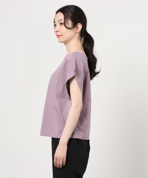 JETSET SOLO PLUS (ジェットセットソロプラス)の「バイオシルケットマチ付き2WAYカットソー(Tシャツ/カットソー・レディース・オフホワイト/レンガ/ブラック/モーブ系・FREE)」の6枚目の写真