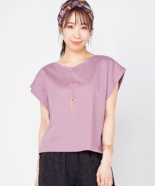 JETSET SOLO PLUS (ジェットセットソロプラス)の「バイオシルケットマチ付き2WAYカットソー(Tシャツ/カットソー・レディース・オフホワイト/レンガ/ブラック/モーブ系・FREE)」の17枚目の写真