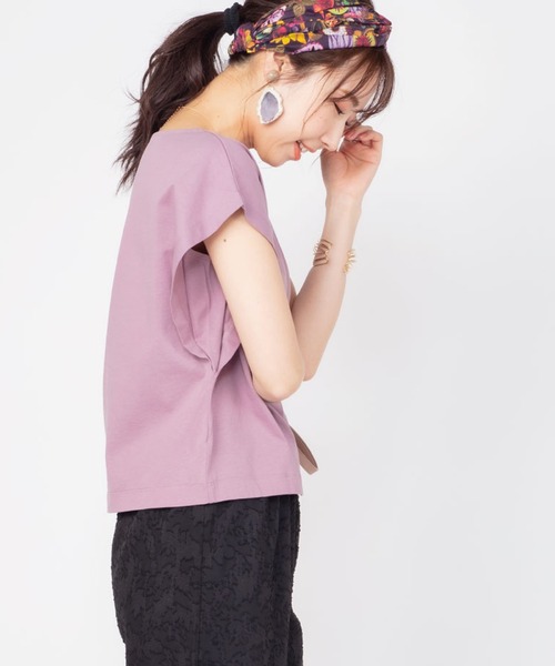 JETSET SOLO PLUS (ジェットセットソロプラス)の「バイオシルケットマチ付き2WAYカットソー(Tシャツ/カットソー・レディース・オフホワイト/レンガ/ブラック/モーブ系・FREE)」の16枚目の写真