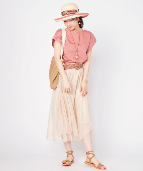 JETSET SOLO PLUS (ジェットセットソロプラス)の「バイオシルケットマチ付き2WAYカットソー(Tシャツ/カットソー・レディース・オフホワイト/レンガ/ブラック/モーブ系・FREE)」の13枚目の写真