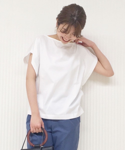 JETSET SOLO PLUS (ジェットセットソロプラス)の「バイオシルケットマチ付き2WAYカットソー(Tシャツ/カットソー・レディース・オフホワイト/レンガ/ブラック/モーブ系・FREE)」の12枚目の写真