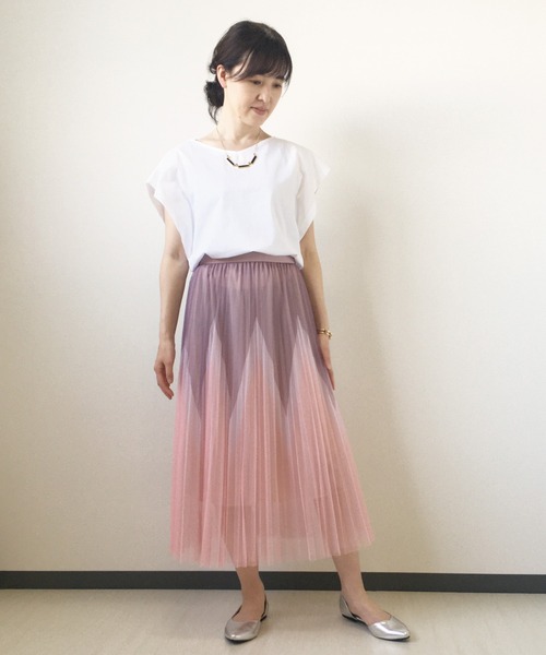 JETSET SOLO PLUS (ジェットセットソロプラス)の「バイオシルケットマチ付き2WAYカットソー(Tシャツ/カットソー・レディース・オフホワイト/レンガ/ブラック/モーブ系・FREE)」の8枚目の写真